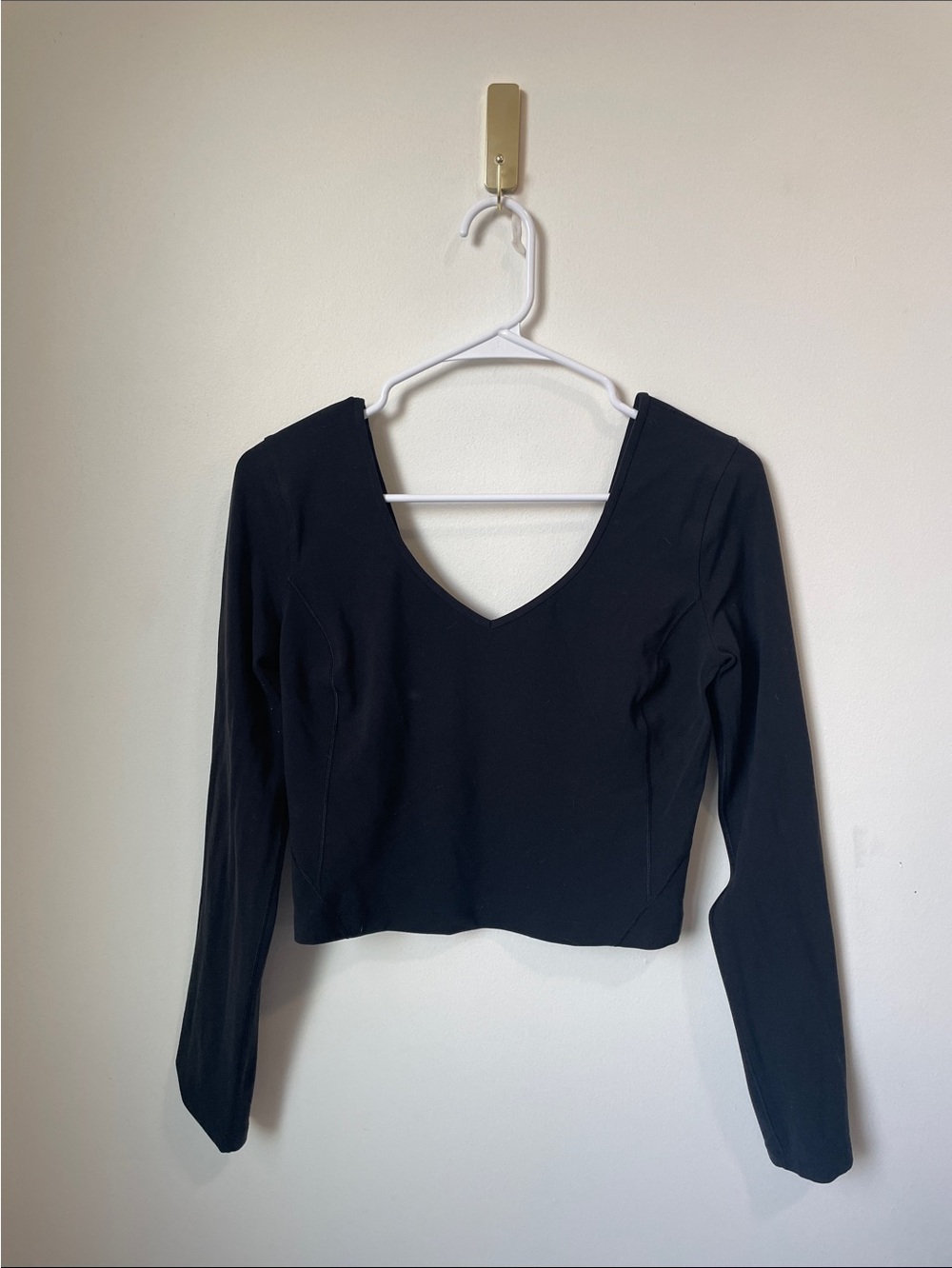 lululemon athletica Align Cropped Black V-Neck Long Sleeve Top